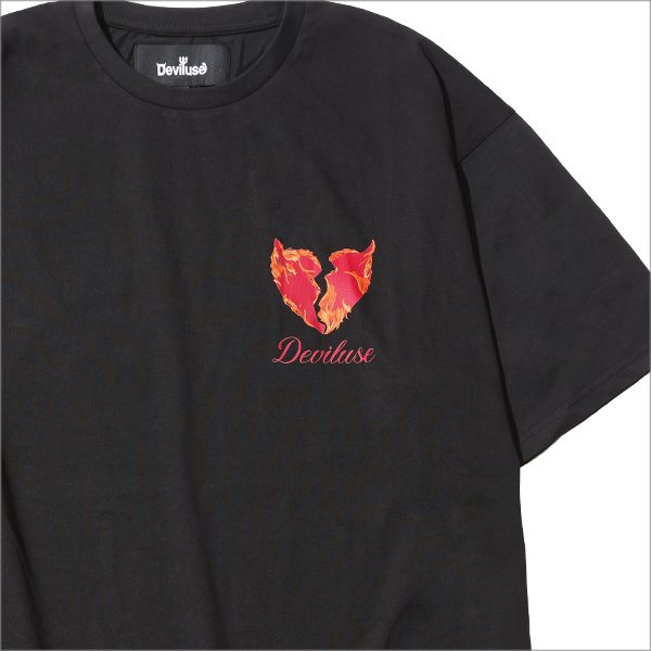 画像5: Deviluse デビルユース Flame Heart Tシャツ BLACK (5)