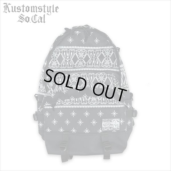画像1: 【送料無料】KustomStyle カスタムスタイル BANDANA BACK PACK BLACK/WHITE (1)