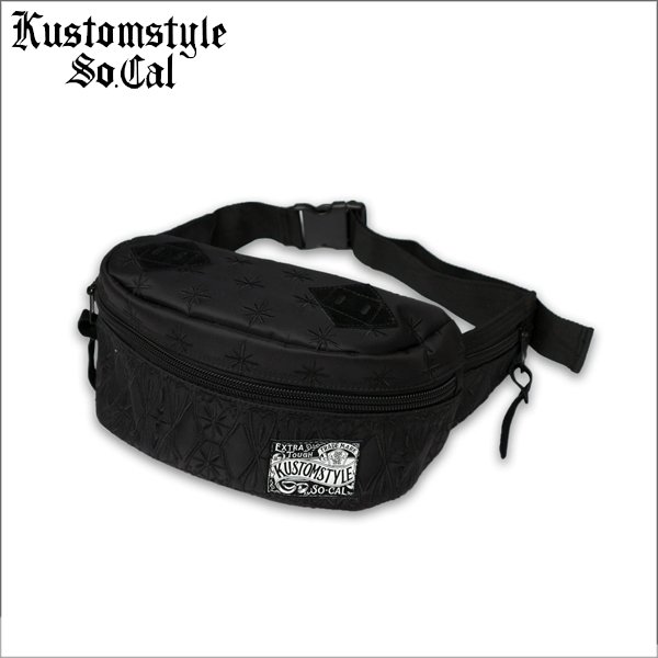 画像1: 【送料無料】KustomStyle カスタムスタイル BANDANA ウエストバッグ BLACK/BLACK (1)