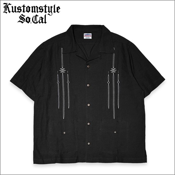 画像1: 【送料無料】KustomStyle カスタムスタイル JURIUS CAESAR S/S キューバシャツ BLACK (1)