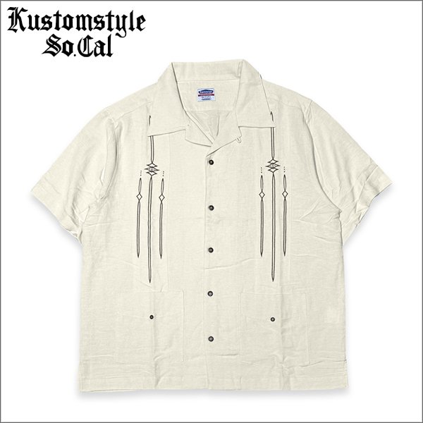 画像1: 【送料無料】KustomStyle カスタムスタイル JURIUS CAESAR S/S キューバシャツ NATURAL (1)