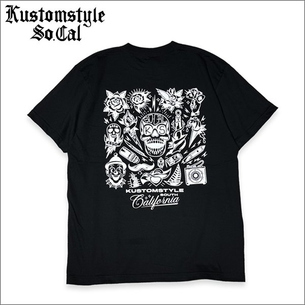 画像1: KustomStyle カスタムスタイル P,L,O SKULL Tシャツ BLACK (1)