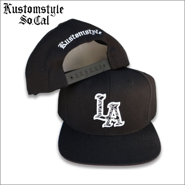 画像1: KustomStyle カスタムスタイル LA-BANDANA スナップバックCAP BLACK (1)