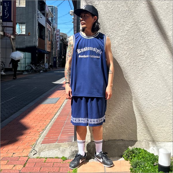 画像3: 【送料無料】KustomStyle カスタムスタイル GARDEN GROVEBASKET TANK JERSEY NAVY (3)
