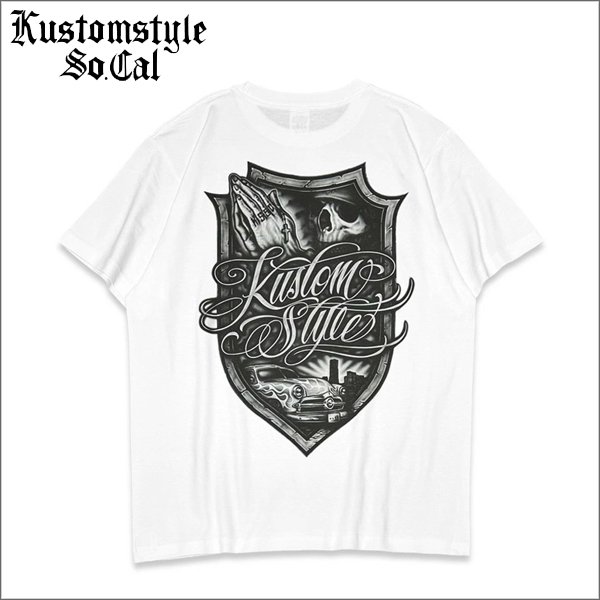 画像1: KustomStyle カスタムスタイル ESCUDO DE CEPILLO Tシャツ WHITE (1)