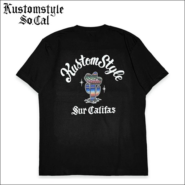 画像1: KustomStyle カスタムスタイル CACTUS SUR CALIFAS Tシャツ BLACK (1)