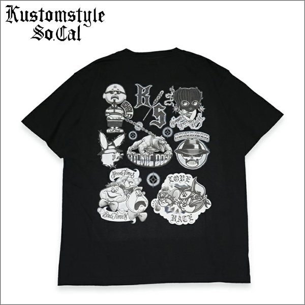 画像1: KustomStyle カスタムスタイル TATTOO FLASH Tシャツ BLACK (1)
