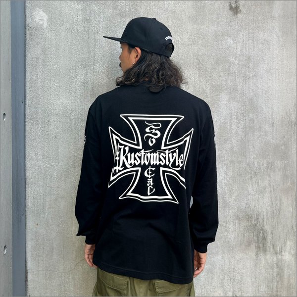 画像3: KustomStyle カスタムスタイル IRON CROSS L/S Tシャツ BLACK	 (3)