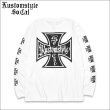 画像1: KustomStyle カスタムスタイル IRON CROSS L/S Tシャツ WHITE (1)
