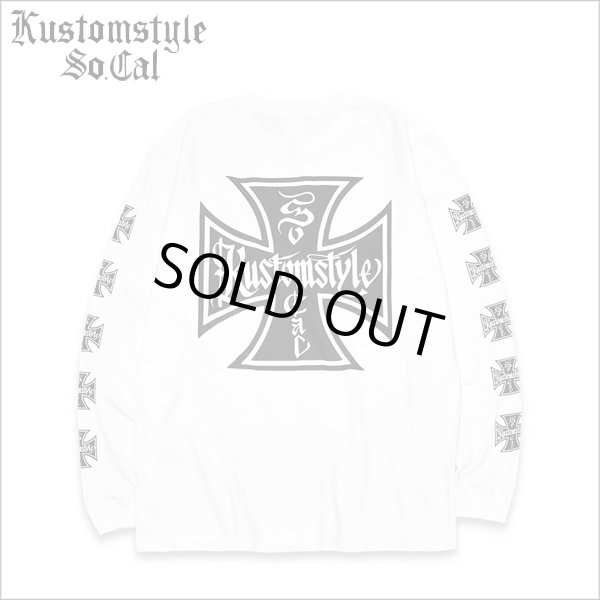 画像1: KustomStyle カスタムスタイル IRON CROSS L/S Tシャツ WHITE (1)