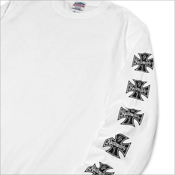 画像5: KustomStyle カスタムスタイル IRON CROSS L/S Tシャツ WHITE (5)