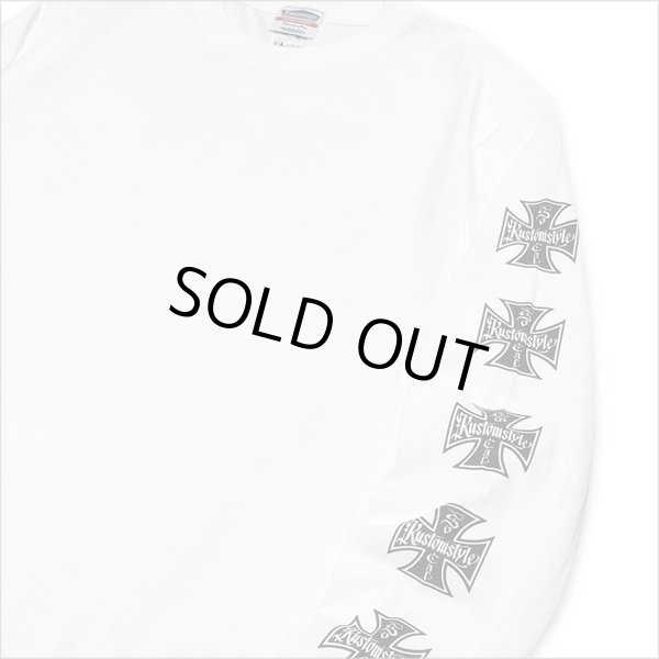 画像5: KustomStyle カスタムスタイル IRON CROSS L/S Tシャツ WHITE (5)