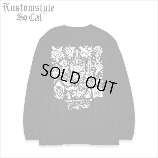 画像1: KustomStyle カスタムスタイル P.L.O SKULL L/S Tシャツ BLACK (1)
