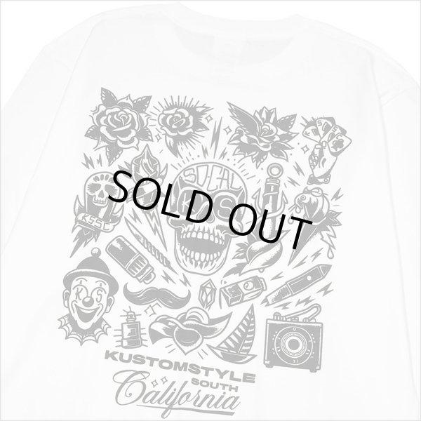 画像4: KustomStyle カスタムスタイル P.L.O SKULL L/S Tシャツ WHITE (4)