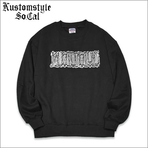画像1: 【送料無料】KustomStyle カスタムスタイル CHAVO LOGO クルーネックスウェット BLACK (1)