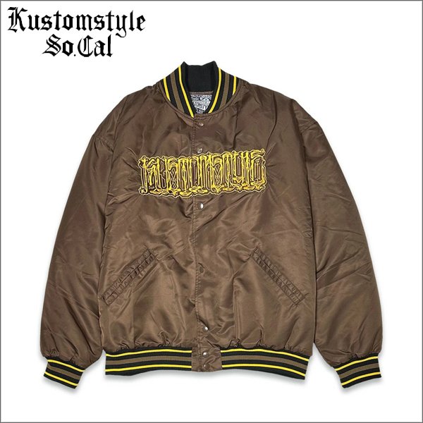 画像1: 【送料無料】KustomStyle カスタムスタイル CHAVO LOGO NYLON STADIUM JKT BROWN (1)