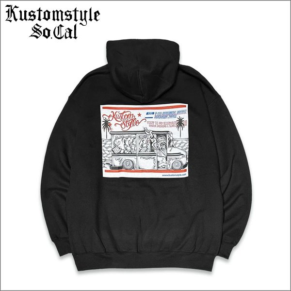 画像1: 【送料無料】KustomStyle カスタムスタイル KSPS プルオーバーパーカー BLACK (1)