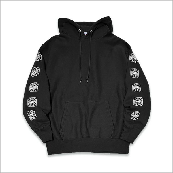 画像2: 【送料無料】KustomStyle カスタムスタイル IRON CROSS プルオーバーパーカー BLACK (2)