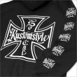 画像4: 【送料無料】KustomStyle カスタムスタイル IRON CROSS プルオーバーパーカー BLACK (4)
