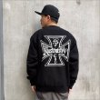 画像3: 【送料無料】KustomStyle カスタムスタイル IRON CROSS クルーネックスウェット BLACK (3)