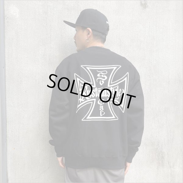 画像3: 【送料無料】KustomStyle カスタムスタイル IRON CROSS クルーネックスウェット BLACK (3)