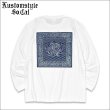 画像1: KustomStyle カスタムスタイル FUCKIN' BANDANA L/S Tシャツ WHITE (1)