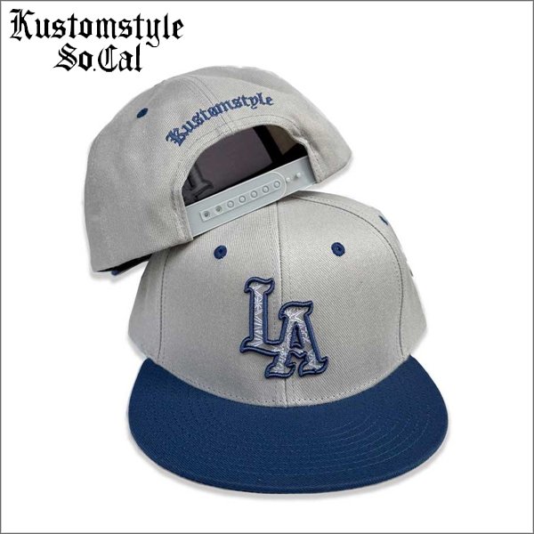 画像1: KustomStyle カスタムスタイル LA-BANDANA スナップバックCAP NAVY/GRAY (1)