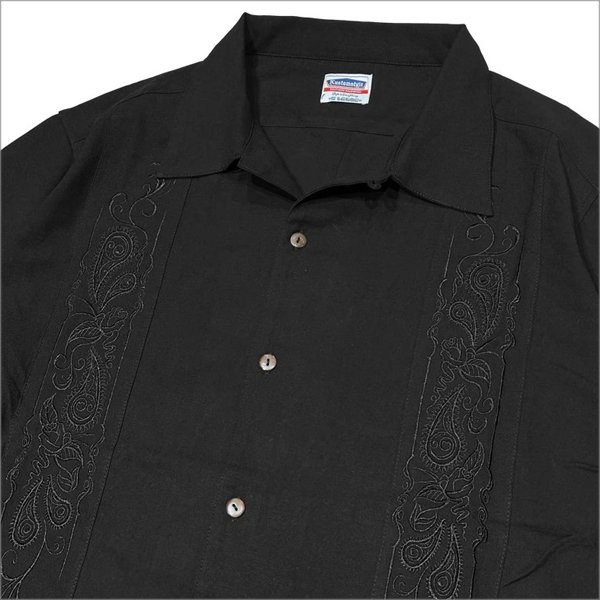 画像4: 【送料無料】KustomStyle カスタムスタイル LONGROOF L/Sキューバシャツ BLACK (4)