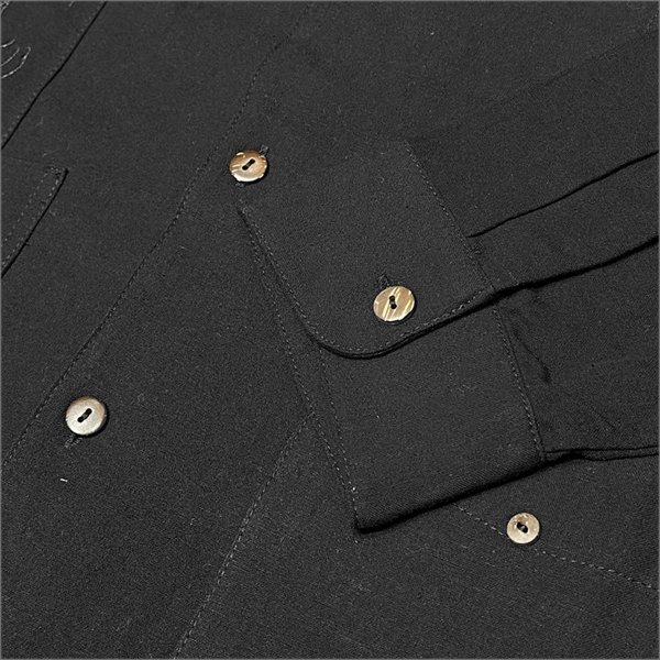 画像6: 【送料無料】KustomStyle カスタムスタイル LONGROOF L/Sキューバシャツ BLACK (6)