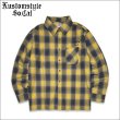 画像1: 【送料無料】KustomStyle カスタムスタイル ROOTED IN THE STREETS L/Sチェックシャツ YELLOW (1)