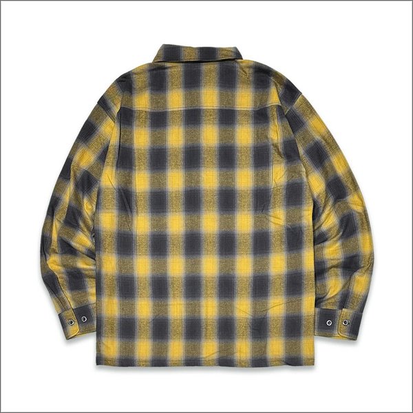 画像2: 【送料無料】KustomStyle カスタムスタイル ROOTED IN THE STREETS L/Sチェックシャツ YELLOW (2)