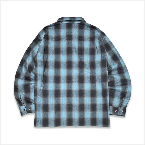 画像2: 【送料無料】KustomStyle カスタムスタイル ROOTED IN THE STREETS L/Sチェックシャツ BLUE (2)