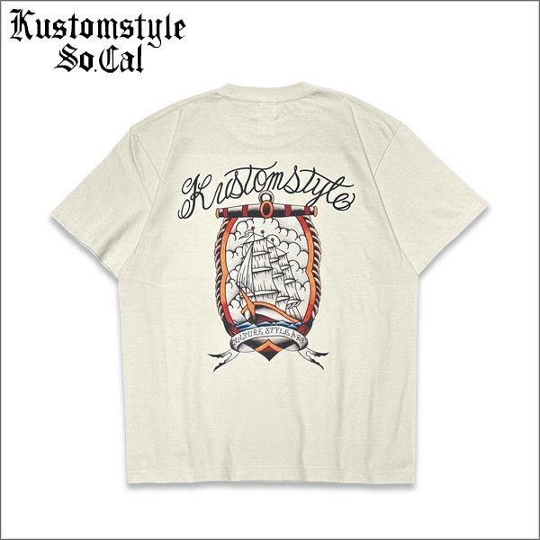 画像1: KustomStyle カスタムスタイル SHIP Tシャツ CREAM (1)