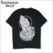 画像1: KustomStyle カスタムスタイル SKULL ROSE PRAYING HANDS Tシャツ BLACK (1)