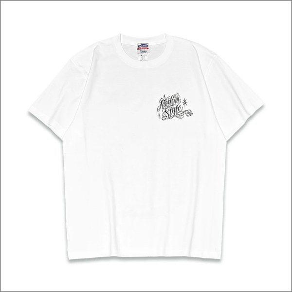 画像2: KustomStyle カスタムスタイル SKULL ROSE PRAYING HANDS Tシャツ WHITE (2)