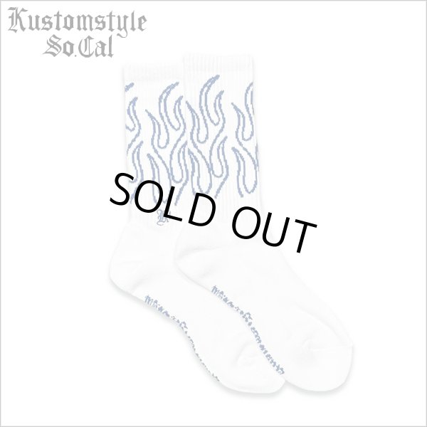 画像1: KustomStyle カスタムスタイル FLAMES SOCKS WHITE (1)