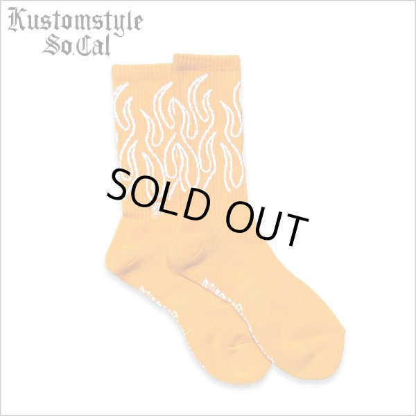 画像1: KustomStyle カスタムスタイル FLAMES SOCKS ORANGE (1)