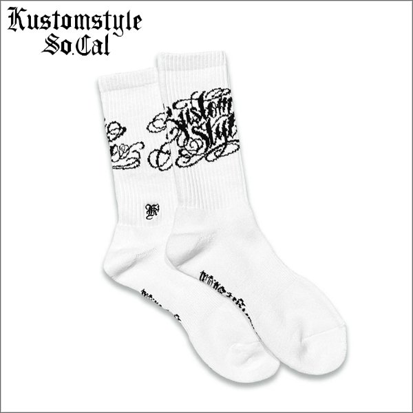 画像1: KustomStyle カスタムスタイル NORM LOGO SOCKS WHITE (1)