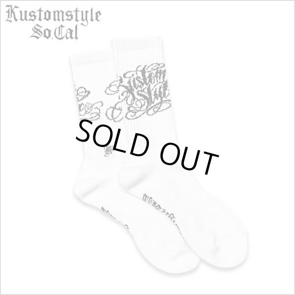 画像1: KustomStyle カスタムスタイル NORM LOGO SOCKS WHITE (1)