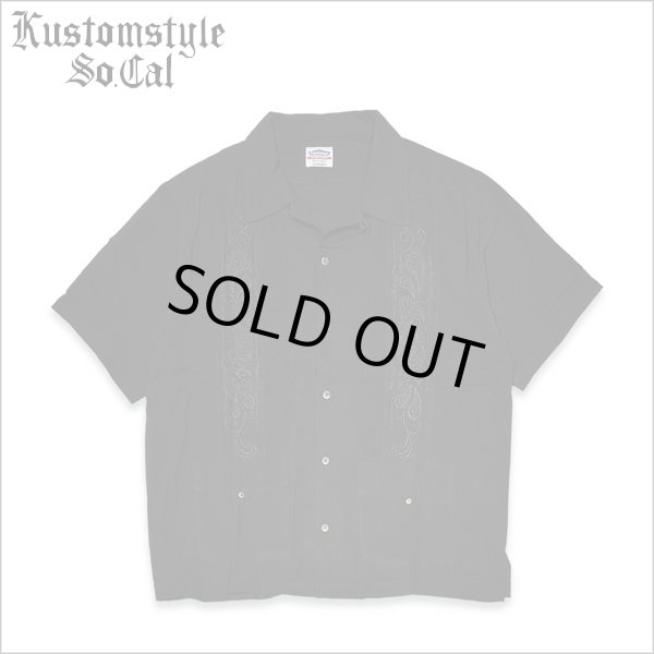 画像1: 【送料無料】KustomStyle カスタムスタイル LONGROOF S/S キューバシャツ BLACK (1)