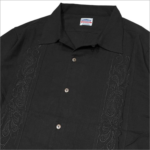 画像4: 【送料無料】KustomStyle カスタムスタイル LONGROOF S/S キューバシャツ BLACK (4)