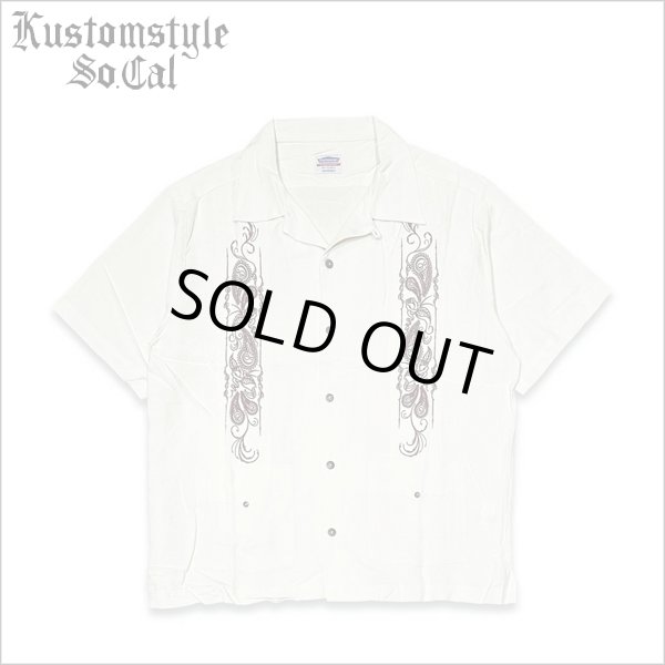 画像1: 【送料無料】KustomStyle カスタムスタイル LONGROOF S/S キューバシャツ OFF WHITE (1)