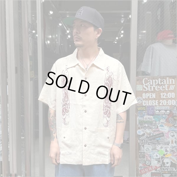 画像3: 【送料無料】KustomStyle カスタムスタイル LONGROOF S/S キューバシャツ OFF WHITE (3)