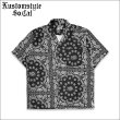 画像1: 【送料無料】KustomStyle カスタムスタイル NORM BANDANA S/S オープンカラーシャツ BLACK (1)