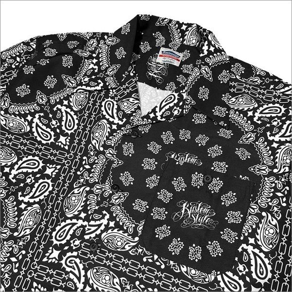 画像4: 【送料無料】KustomStyle カスタムスタイル NORM BANDANA S/S オープンカラーシャツ BLACK (4)