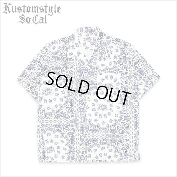 画像1: 【送料無料】KustomStyle カスタムスタイル NORM BANDANA S/S オープンカラーシャツ WHITE (1)