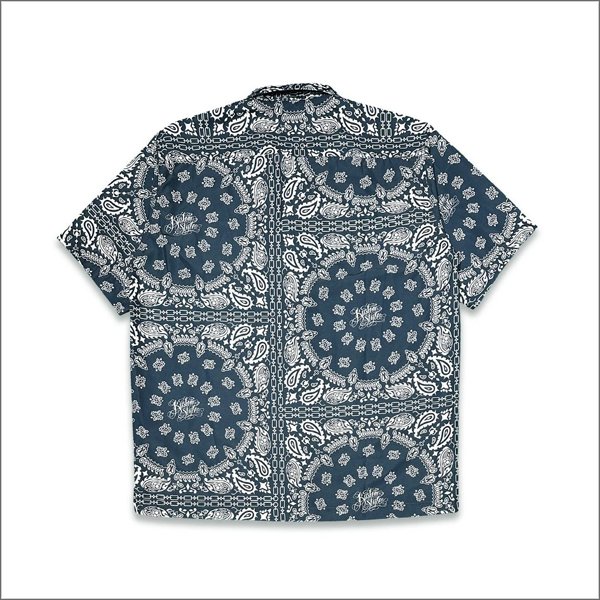 画像2: 【送料無料】KustomStyle カスタムスタイル NORM BANDANA S/S オープンカラーシャツ NAVY (2)