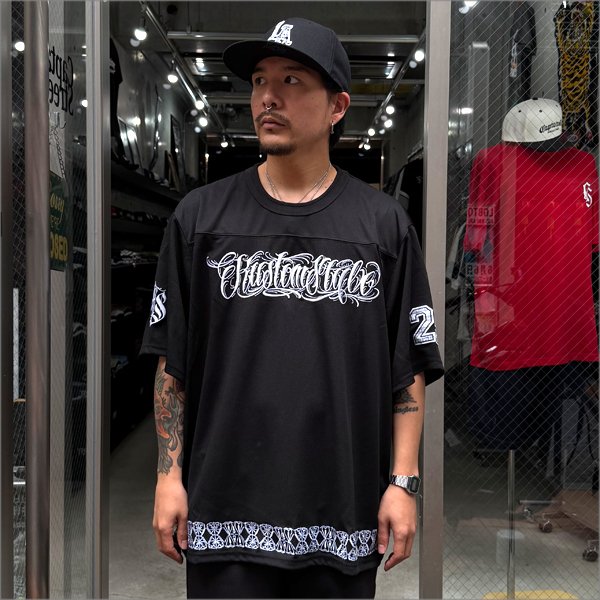 画像3: 【送料無料】KustomStyle カスタムスタイル FUCKIN' SCRIPT- FOOTBALL JERSEY BLACK (3)