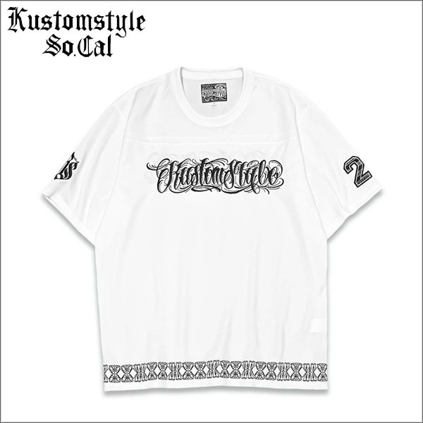 画像1: 【送料無料】KustomStyle カスタムスタイル FUCKIN' SCRIPT- FOOTBALL JERSEY WHITE (1)