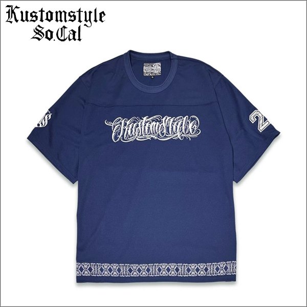 画像1: 【送料無料】KustomStyle カスタムスタイル FUCKIN' SCRIPT- FOOTBALL JERSEY NAVY (1)